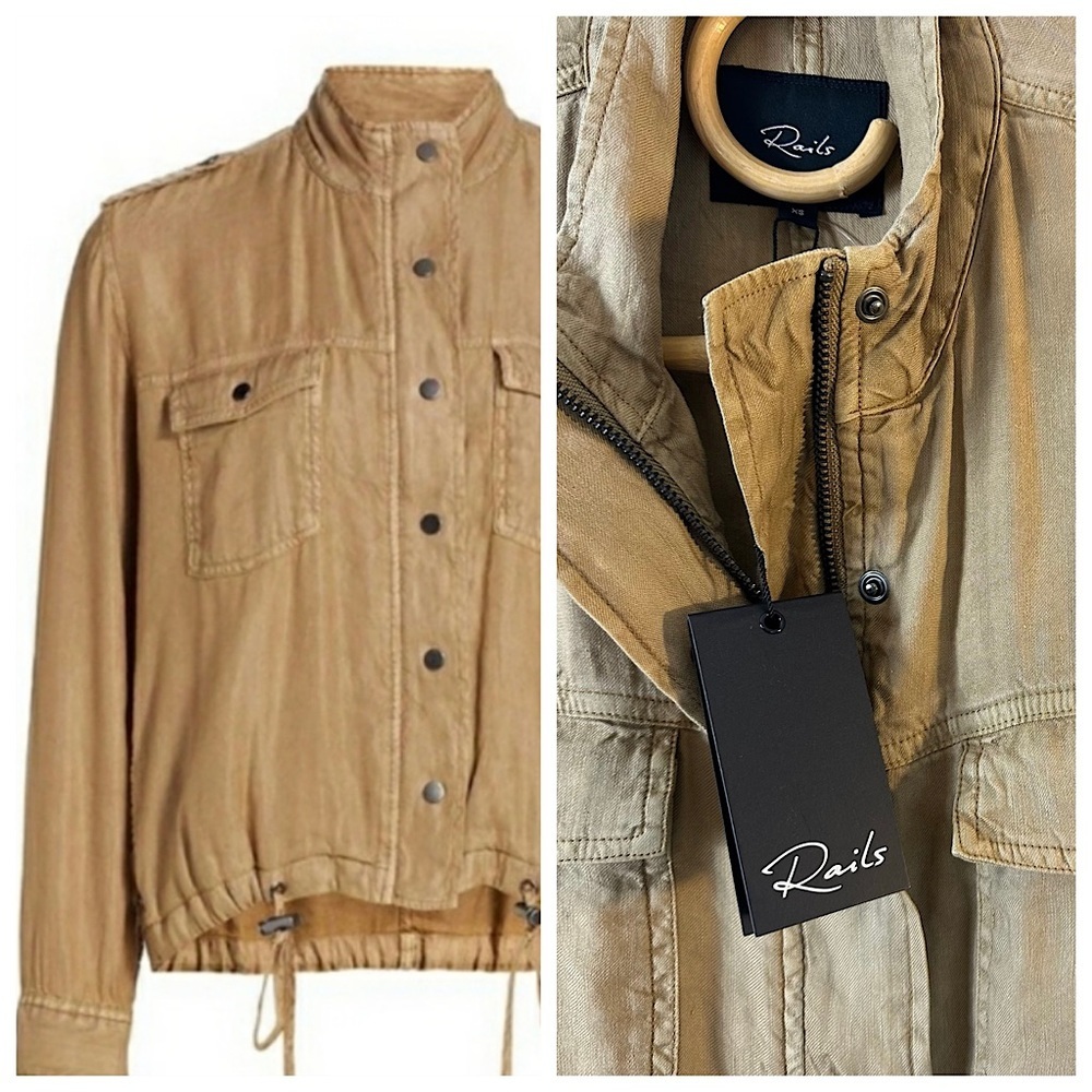 NEW! RAILS LINEN COLLINS Jacket XS NWT Military Army Style Cropped Luxur…